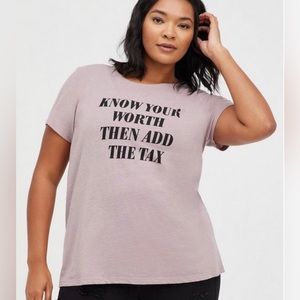 Vintage Tee - Triblend Jersey Know Your Worth Purple - Torrid - size 1 (14/16)
